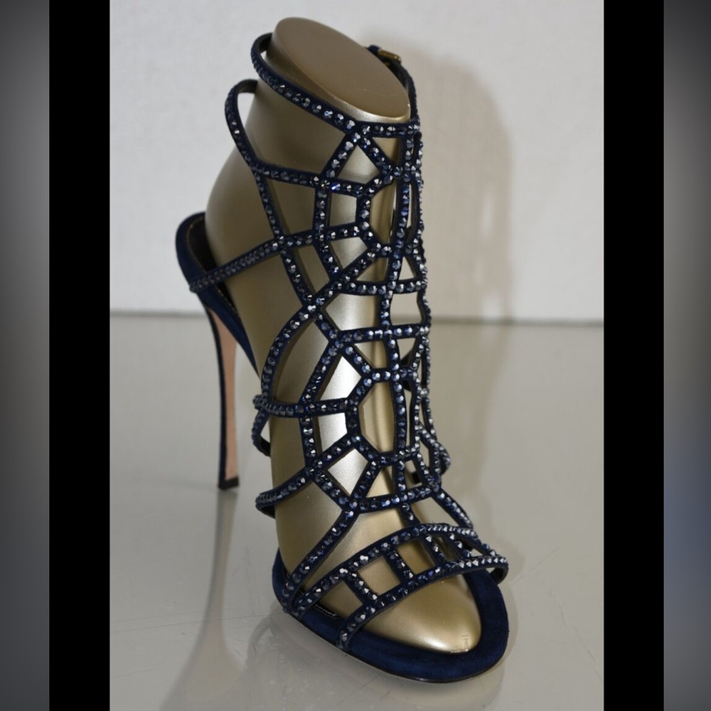 Sergio Rossi Puzzle Crystal Embellished Suede heel (38.5) AMAZING CONDITION